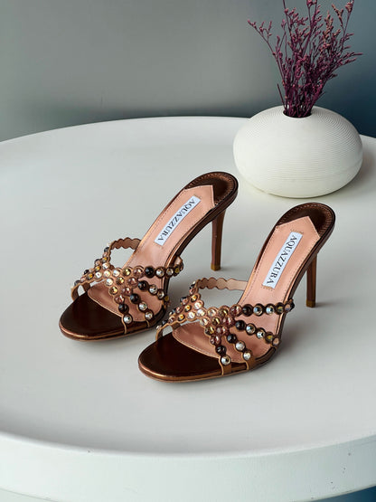 Aquazzura Burgundy Tequila 75 Mule Sandals