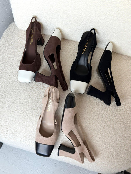 Chanel two-tone slingback pumps