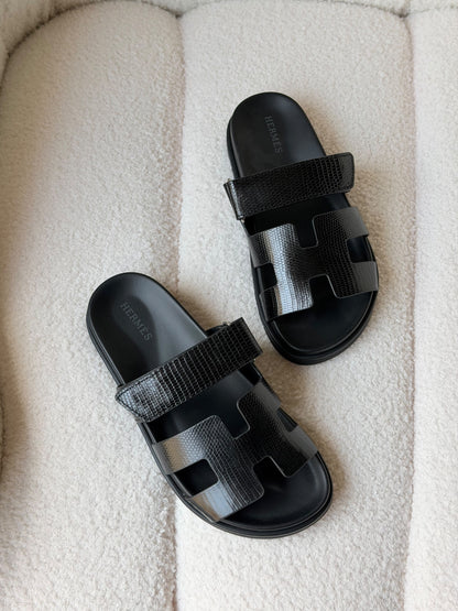 Hermès Chypre sandals in textured leather