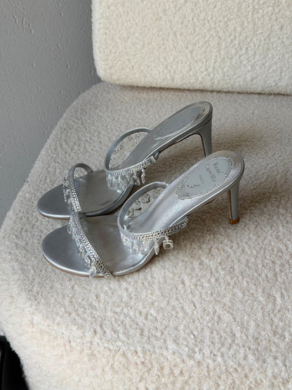 René Caovilla Chandelier 80mm crystal-embellished mules