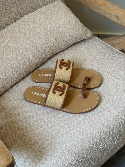 Chanel toe-ring slide sandals
