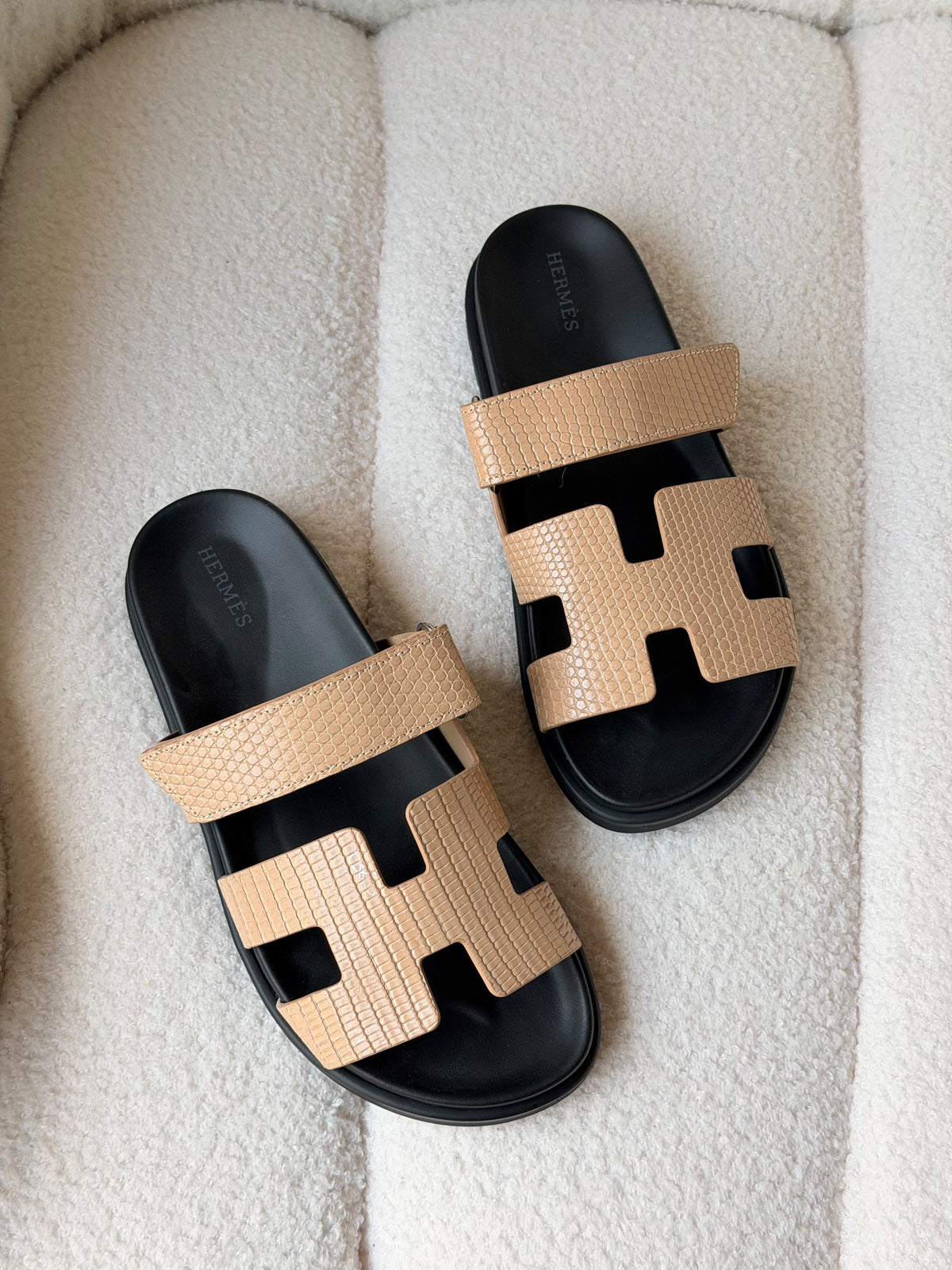 Hermès Chypre sandals in textured leather