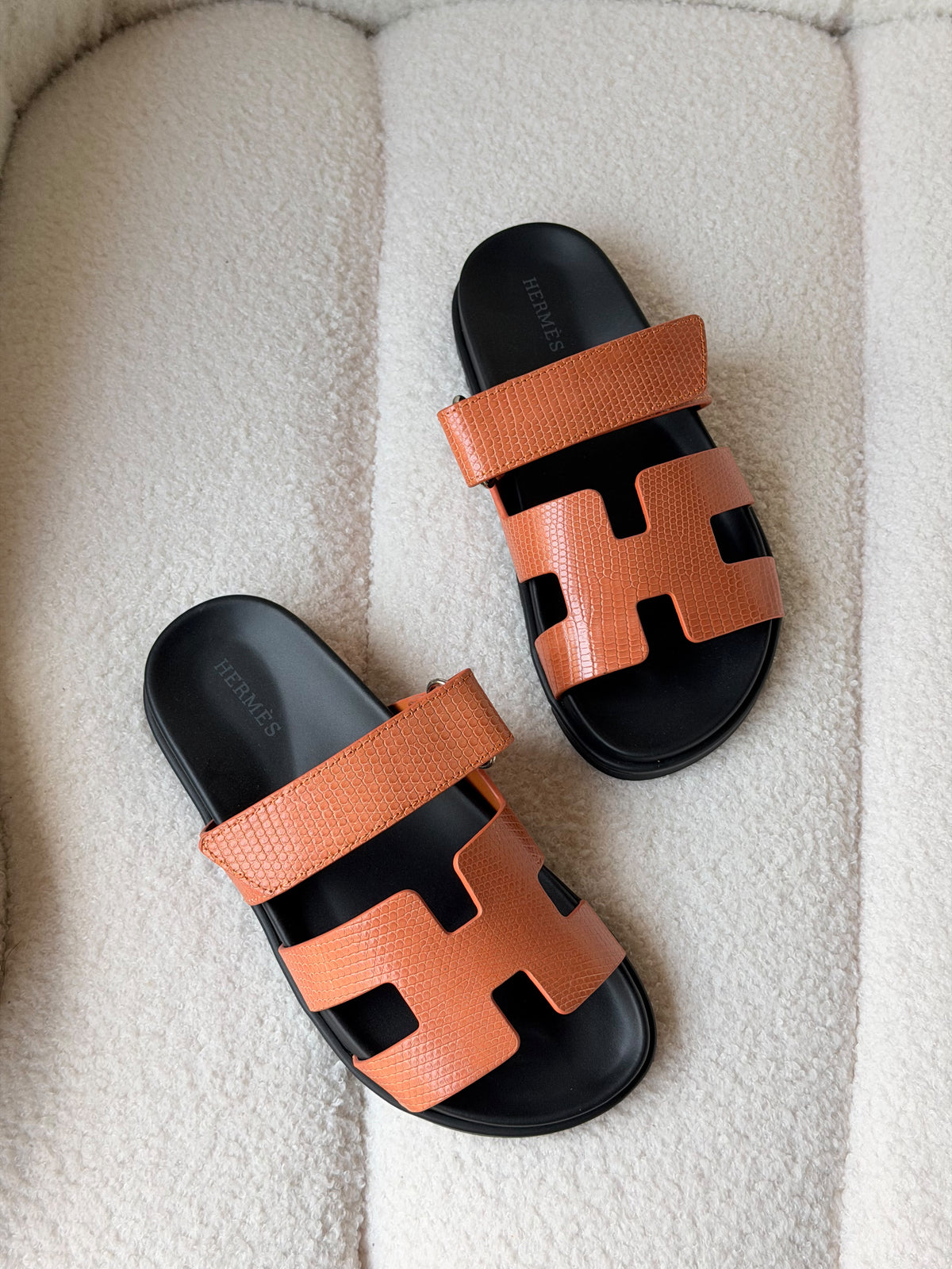 Hermès Chypre sandals in textured leather