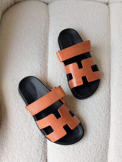 Hermès Chypre sandals in textured leather