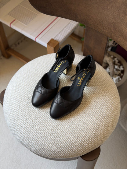Chanel quilted block-heel Mary Jane pumps