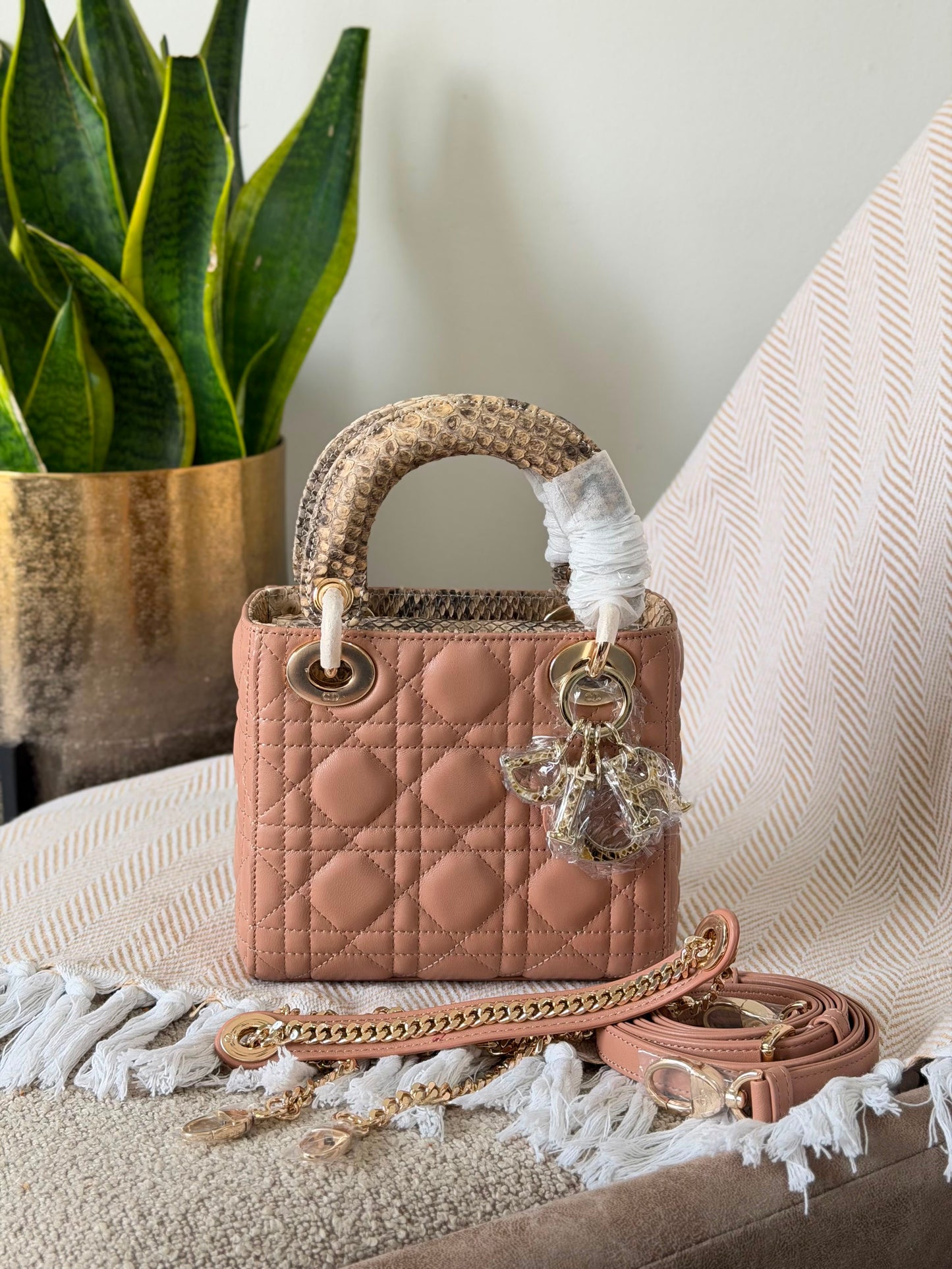 lambskin bag is the iconic Christian Dior Lady Dior 17 CM