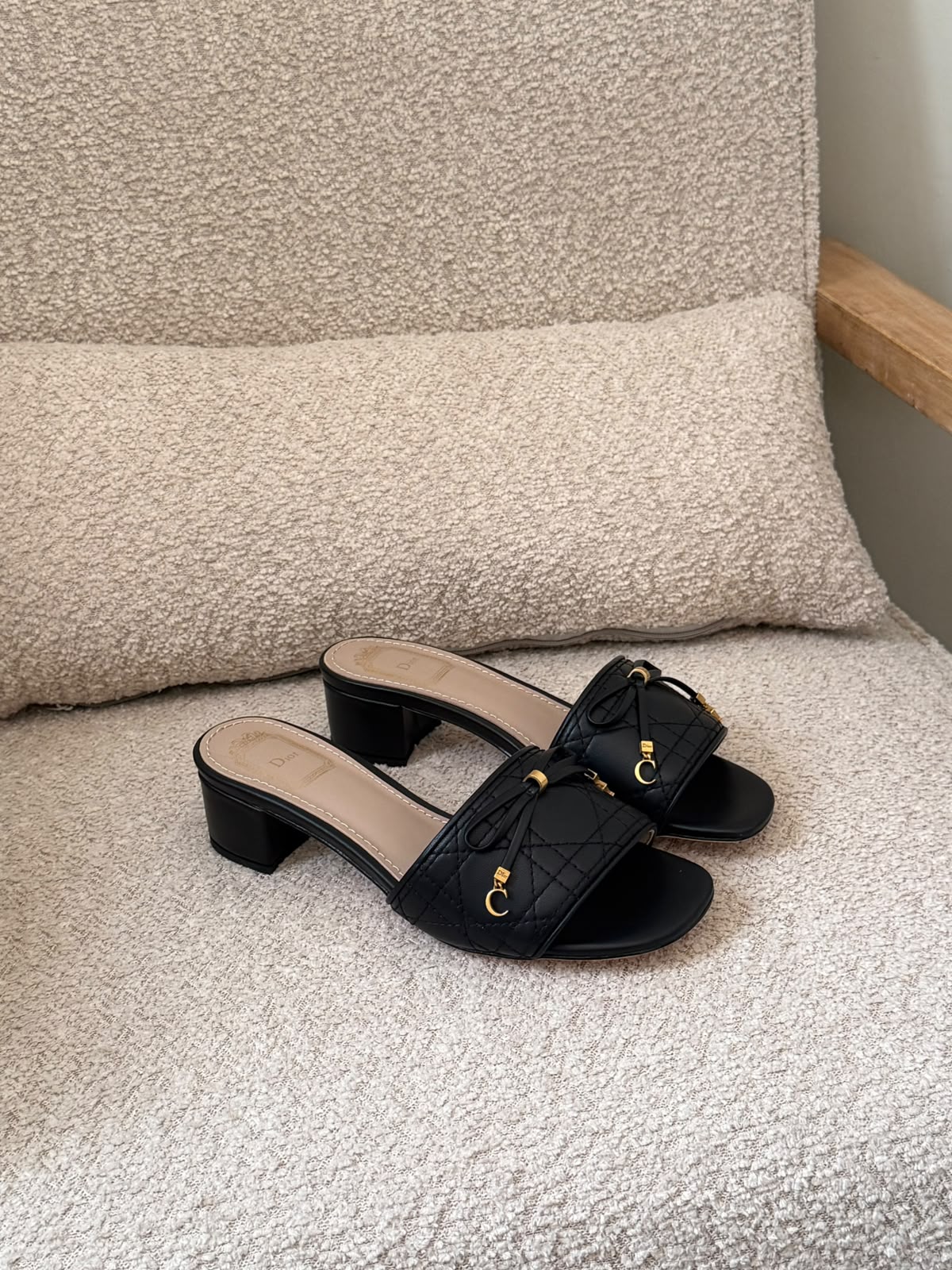 Dior Cannage heeled slides