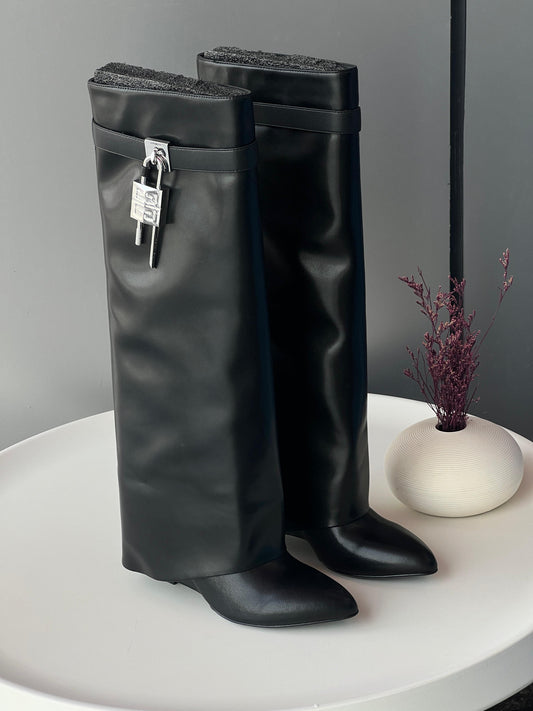 iconic Givenchy Shark Lock 100mm Leather Boots