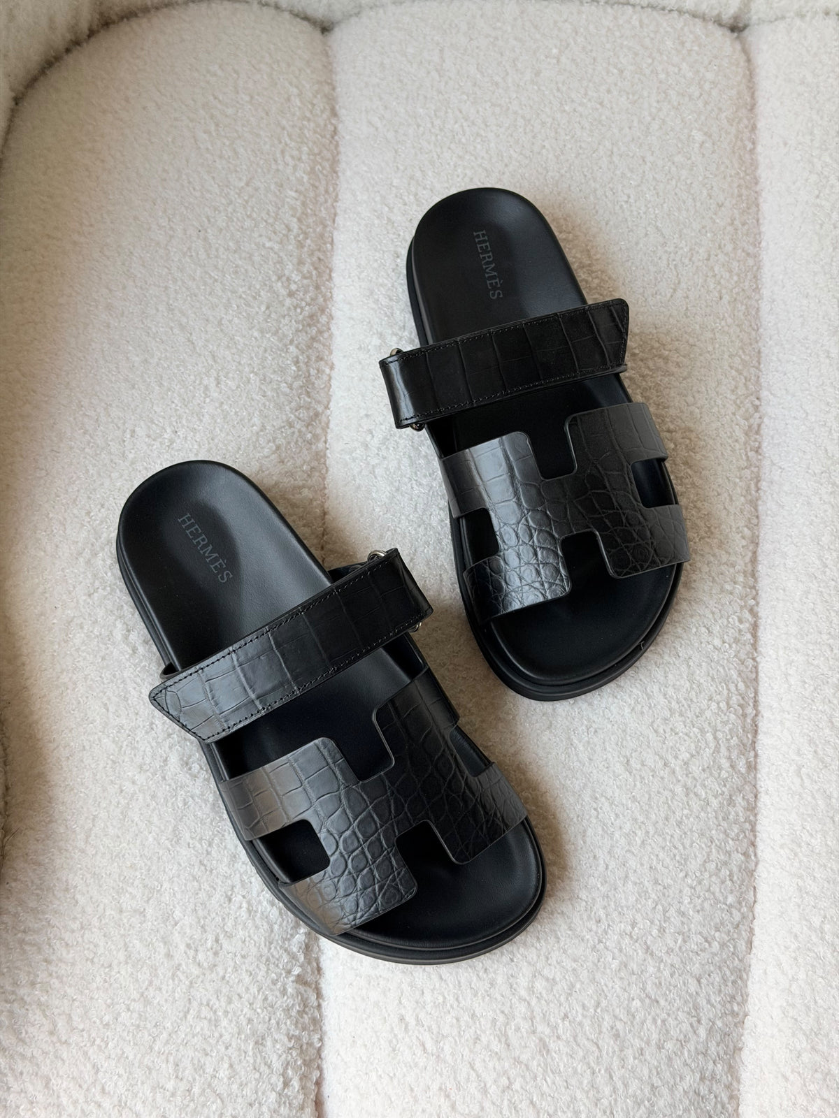 Hermès Chypre Sandals crafted from exotic crocodile leather