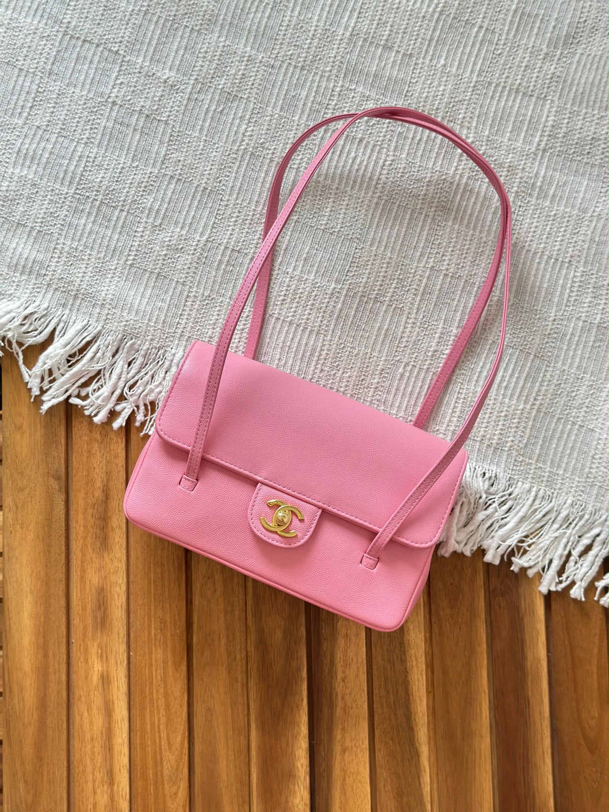 Chanel Quilted Caviar Leather Double Strap Baguette Shoulder Bag – Multi-Color Collection