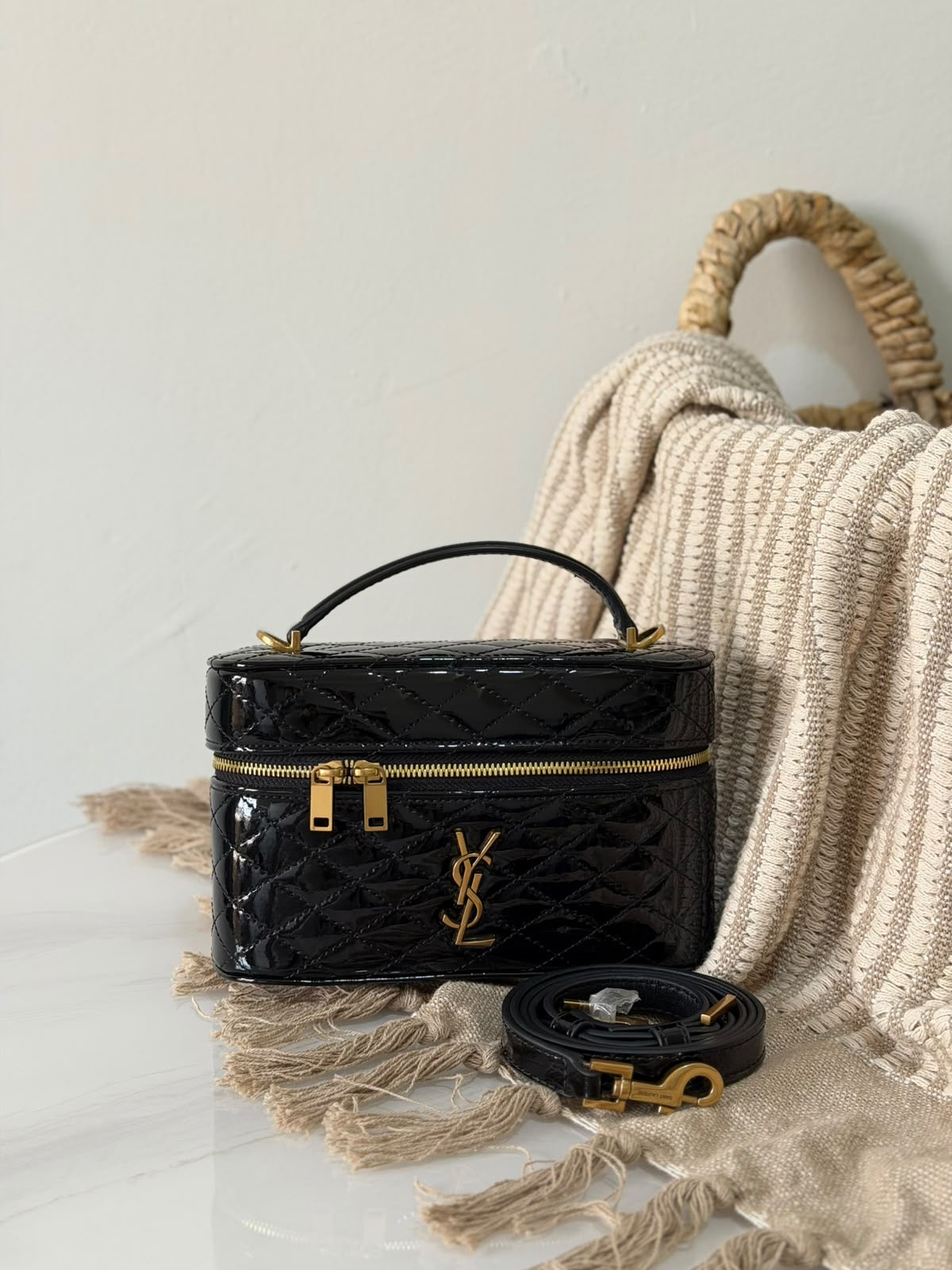 Saint Laurent Gaby mini vanity bags made of quilted lambskin leather 19CM