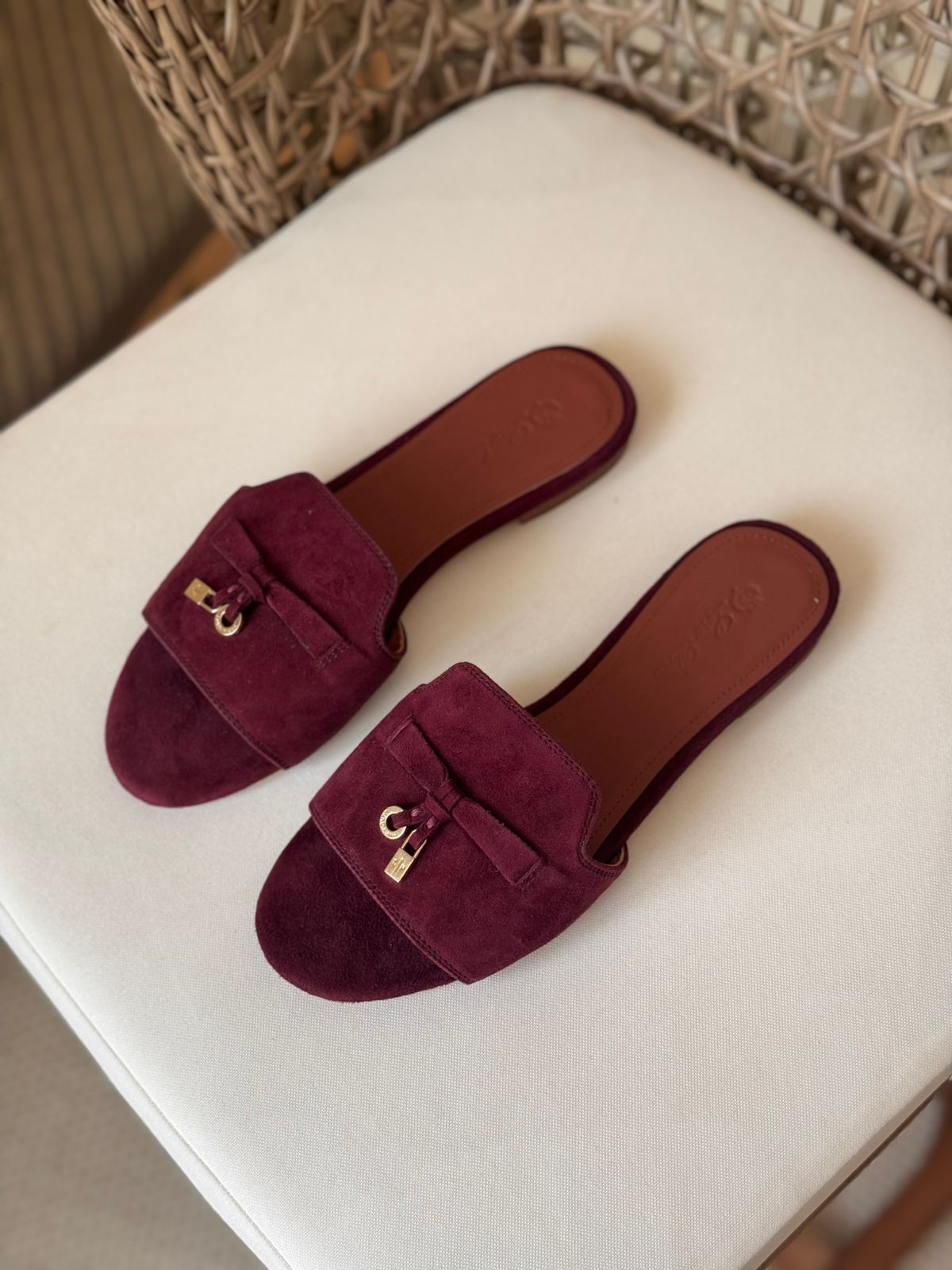 Loro Piana Summer Charms Suede Slides