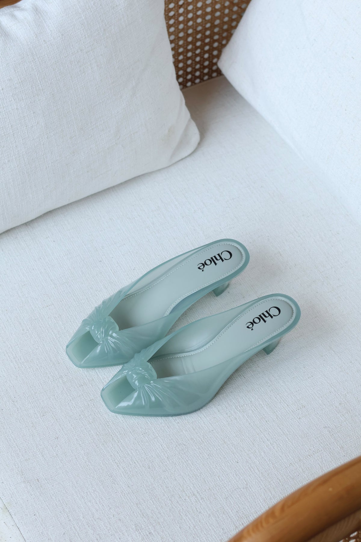 Chloé Square-Toe Jelly Heeled Mules