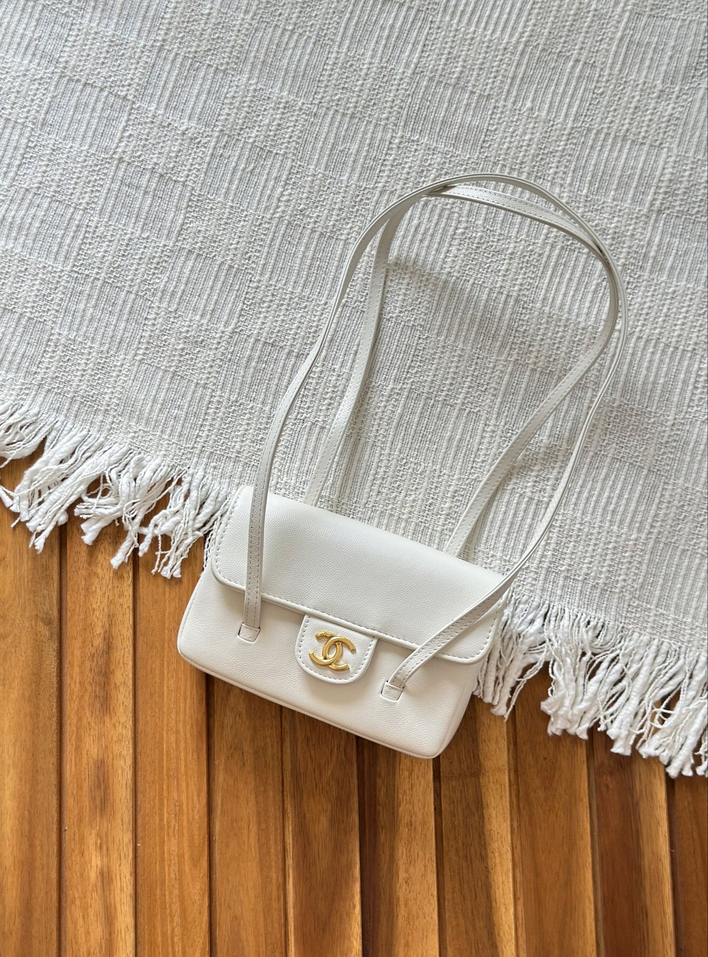Chanel Quilted Caviar Leather Double Strap Baguette Shoulder Bag – Available in 4 Colors