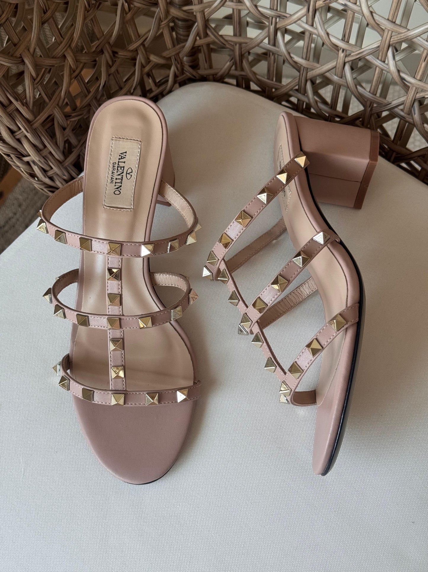 Valentino Garavani Rockstud block-heeled mules