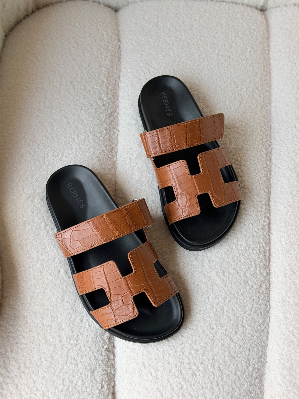 Hermès Chypre Sandals crafted from exotic crocodile leather