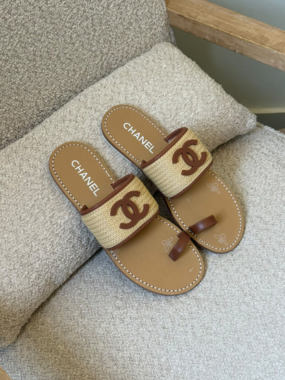 Chanel toe-ring slide sandals