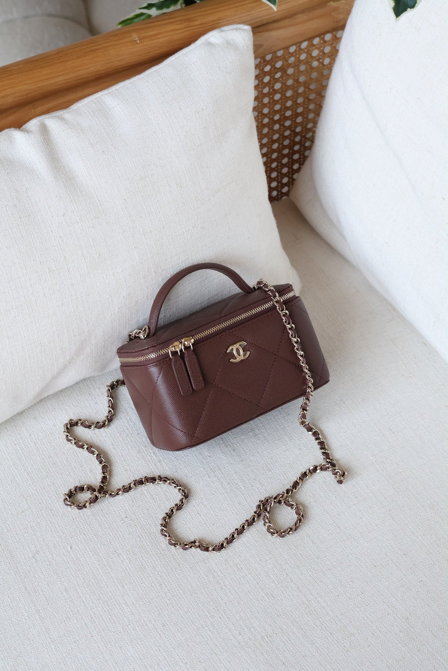 Chanel Vanity with Chain in dark brown