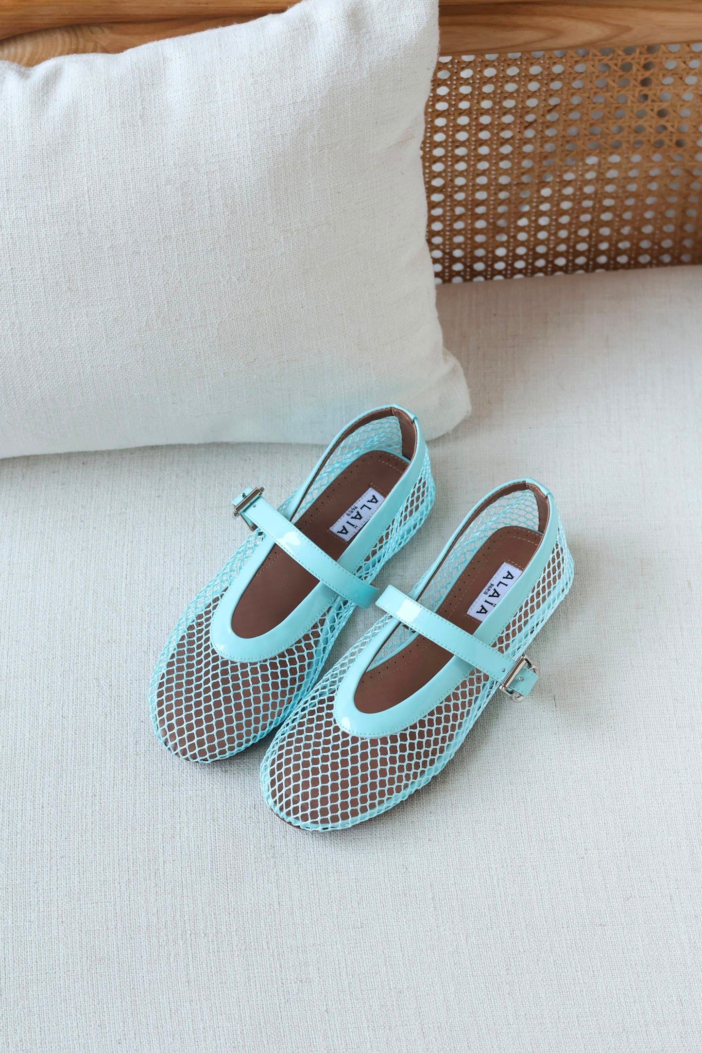 Alaïa Fishnet ballerina flats featuring