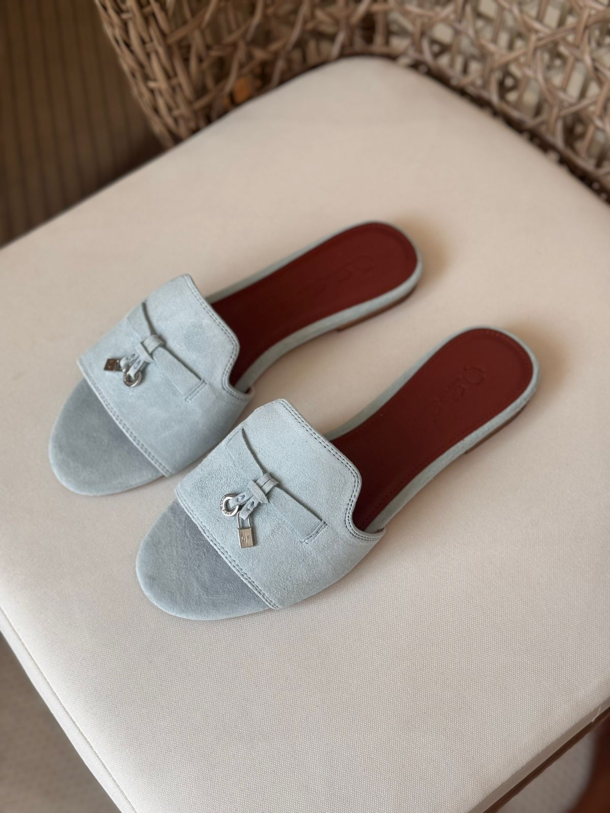 Loro Piana Summer Charms Suede Slides