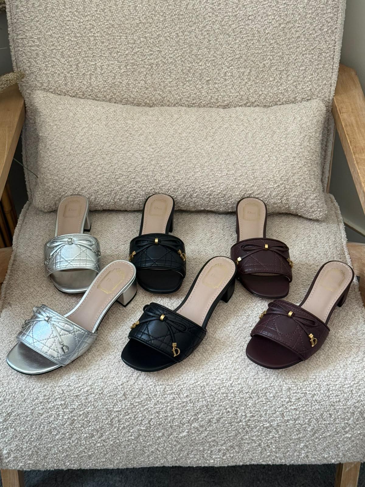Dior Cannage heeled slides