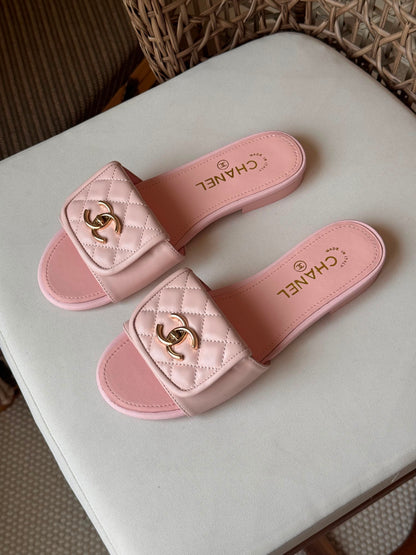 Chanel Quilted Leather Slide Flat sandals