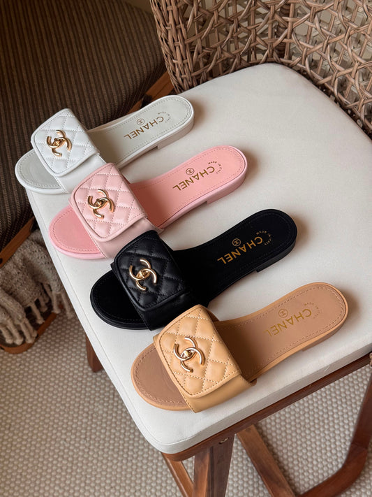 Chanel Quilted Leather Slide Flat sandals
