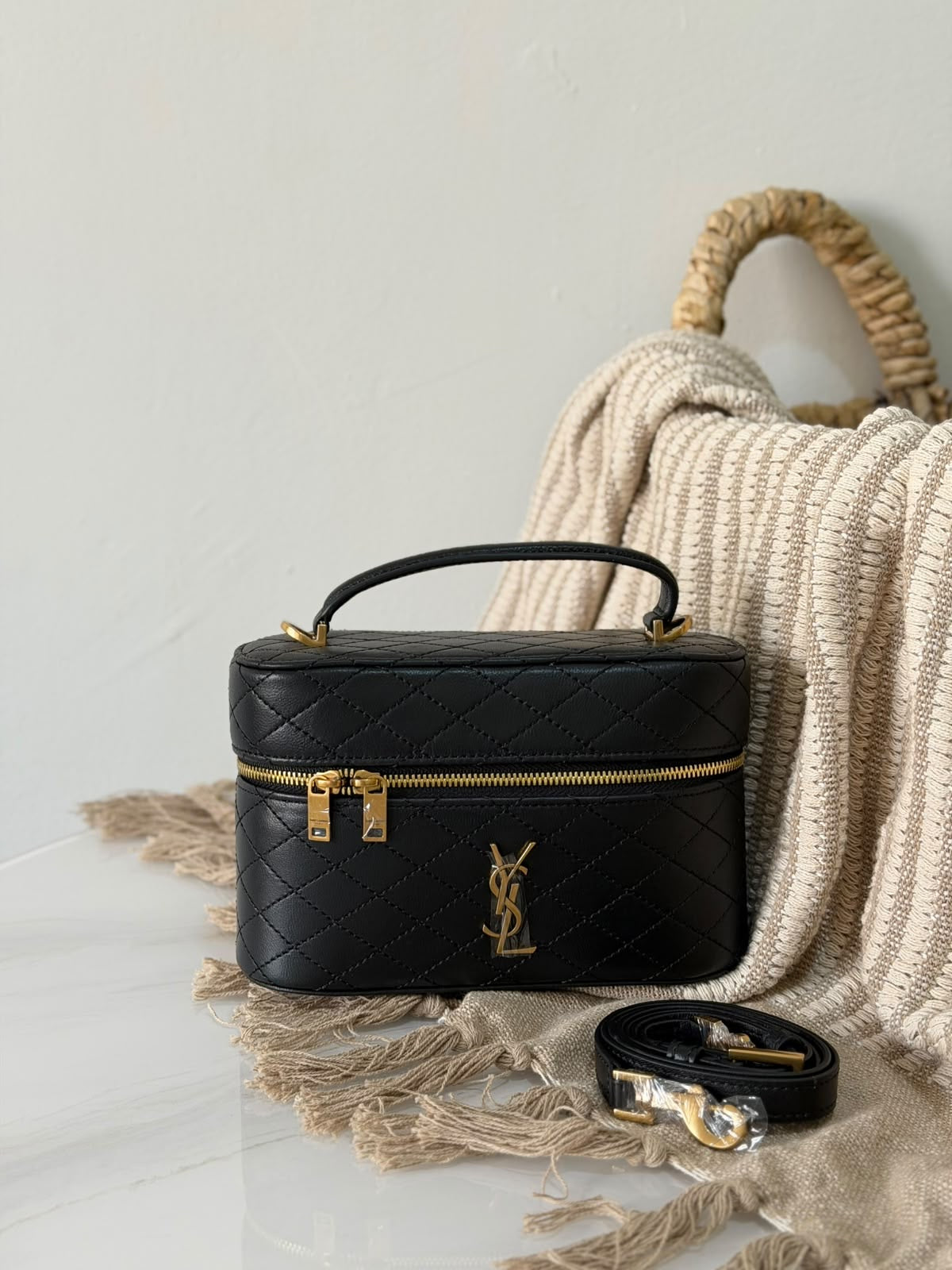 Saint Laurent Gaby mini vanity bags made of quilted lambskin leather 19CM