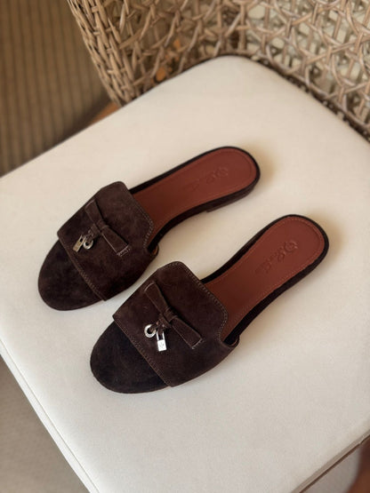 Loro Piana Summer Charms Suede Slides