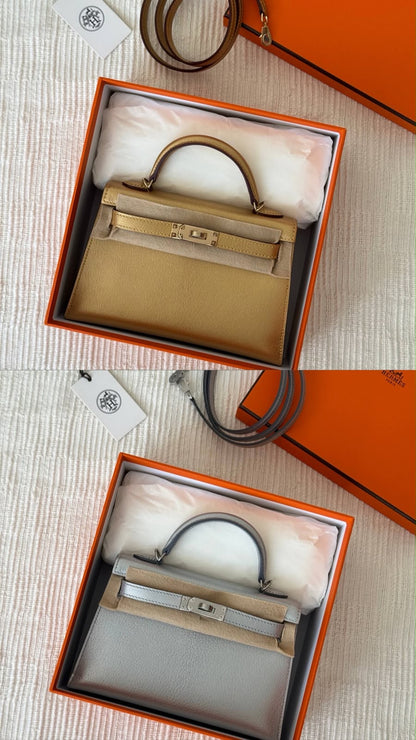 HERMES MINI KELLY CHEVRE CHAMKILIGHT GHW (K:2025)