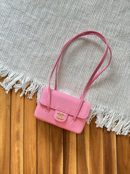 Chanel Quilted Caviar Leather Double Strap Baguette Shoulder Bag – Available in 4 Colors
