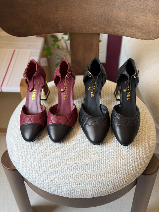 Chanel quilted block-heel Mary Jane pumps