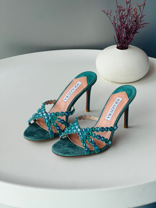 Aquazzura Burgundy Tequila 75 Mule Sandals