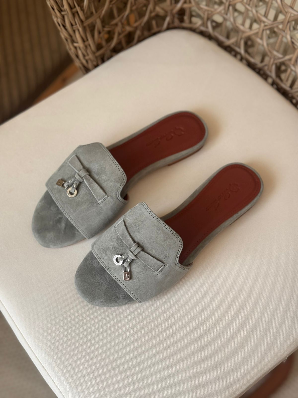 Loro Piana Summer Charms Suede Slides