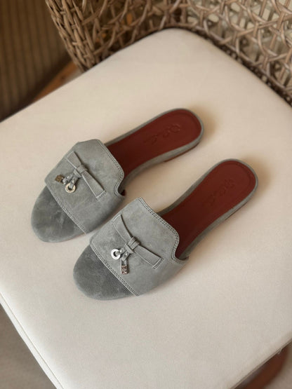 Loro Piana Summer Charms Suede Slides