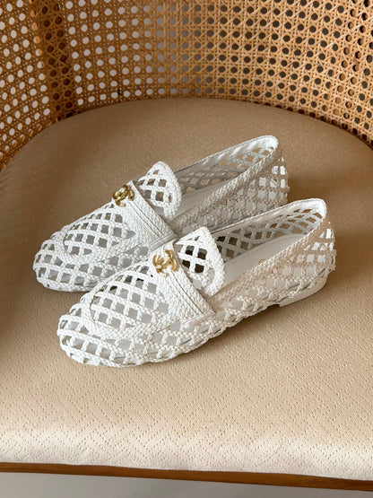 Chanel woven mule loafers