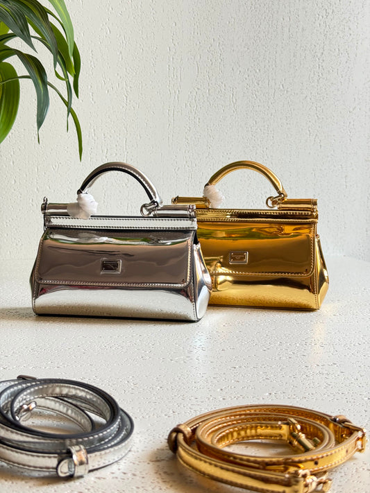 DOLCE&GABANA metallic leather Sicily mini bags  18 CM