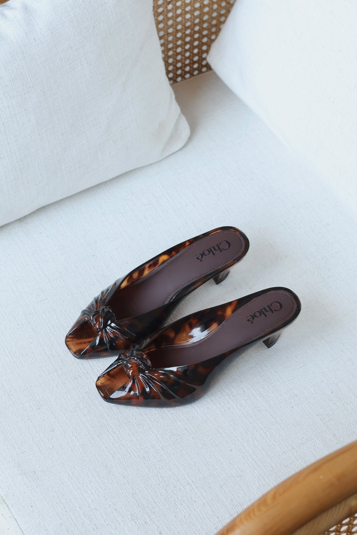 Chloé Square-Toe Jelly Heeled Mules