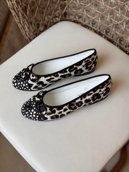 Chanel Leopard & Polka Dot Calf Hair Ballet Flats – Luxury Mixed Print Ballerinas