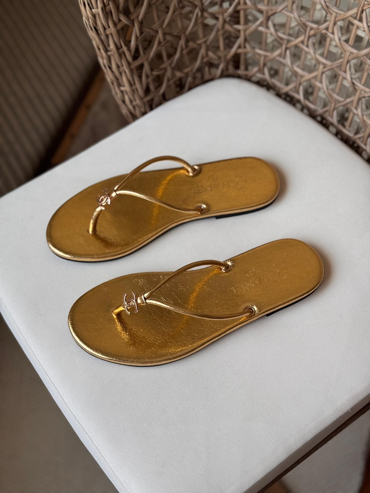 Chanel Leather Thong Sandal Sliders – Luxury Minimalist CC Charm Summer Flats