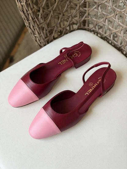 Chanel Two-Tone Leather Slingback Pumps – Classic Cap-Toe Block Heels & Flats Collection