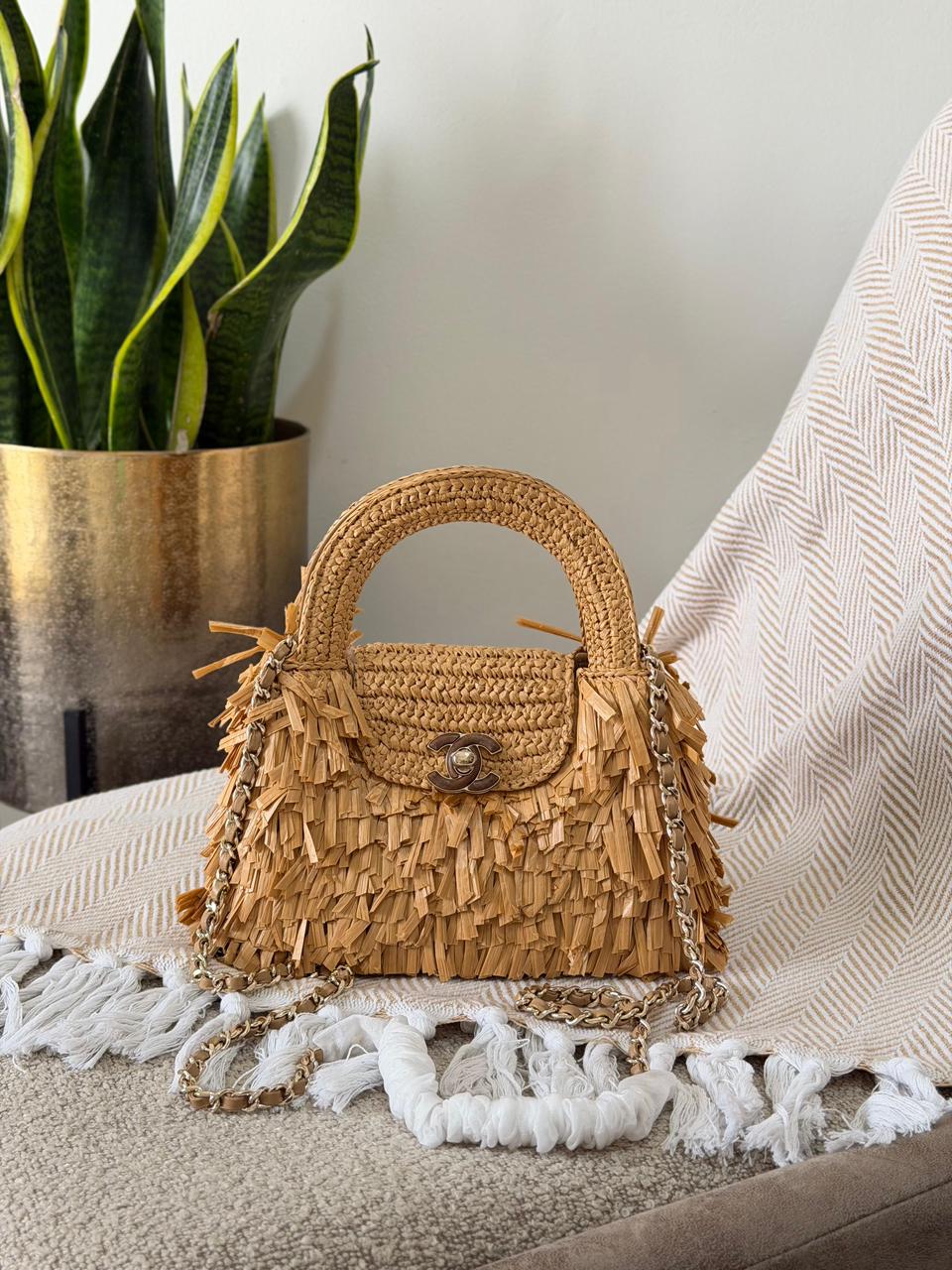 Chanel Woven Raffia Fringe Top Handle Flap Bag – Available in 2 Colors