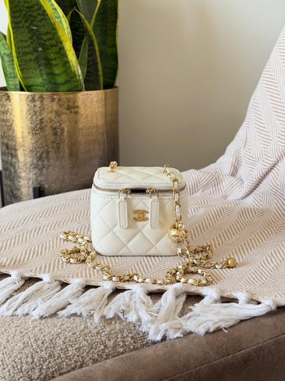 Chanel Quilted Leather Small Square Vanity Case Bag – Available in 4 Colors