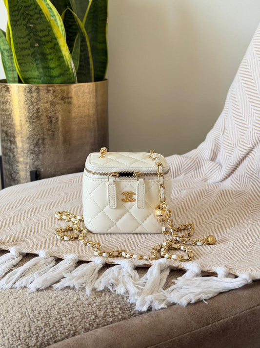 Chanel Quilted Leather Small Square Vanity Case Bag – Available in 4 Colors
