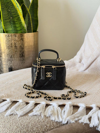 Chanel Quilted Leather Small Vanity Case Bag with Top Handle – Available in 6 Colors