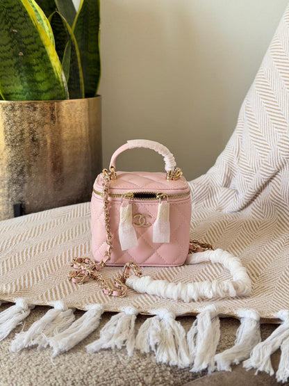 Chanel Quilted Leather Small Vanity Case Bag with Top Handle – Available in 6 Colors