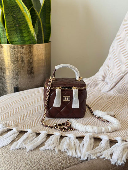 Chanel Quilted Leather Small Vanity Case Bag with Top Handle – Available in 6 Colors