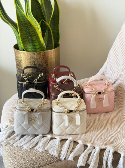 Chanel Quilted Leather Small Vanity Case Bag with Top Handle – Available in 6 Colors
