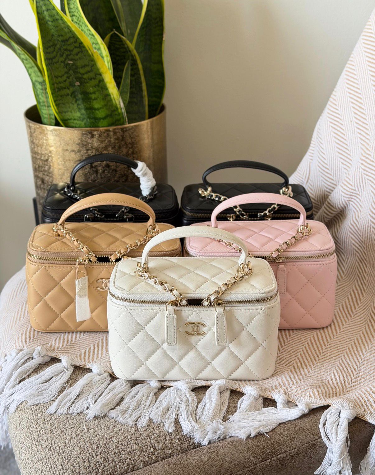 Chanel Quilted Leather Medium Rectangular Vanity Case Bag with Top Handle – Available in 4 Colors
