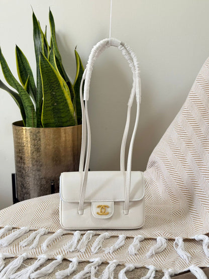 Chanel Quilted Caviar Leather Double Strap Baguette Shoulder Bag – Available in 4 Colors